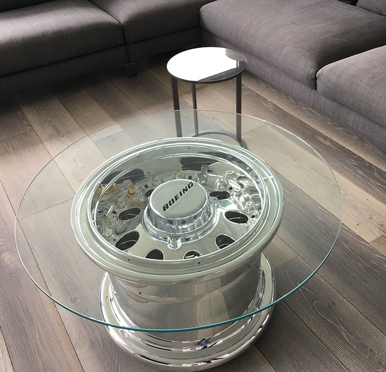 BOEING 747 WHEEL COFFEE TABLE - POLISHED EDITION